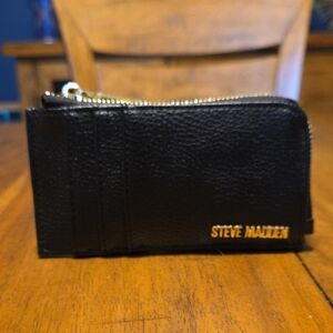 Steve Madden Black Card Holder with Gold Accents
